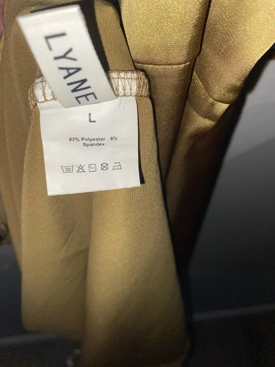 Gold One-Shoulder Satin Dress - Picture 4 of 5